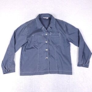 Chico's Contrast Stitch Corduroy Utility Jacket 2 Blue